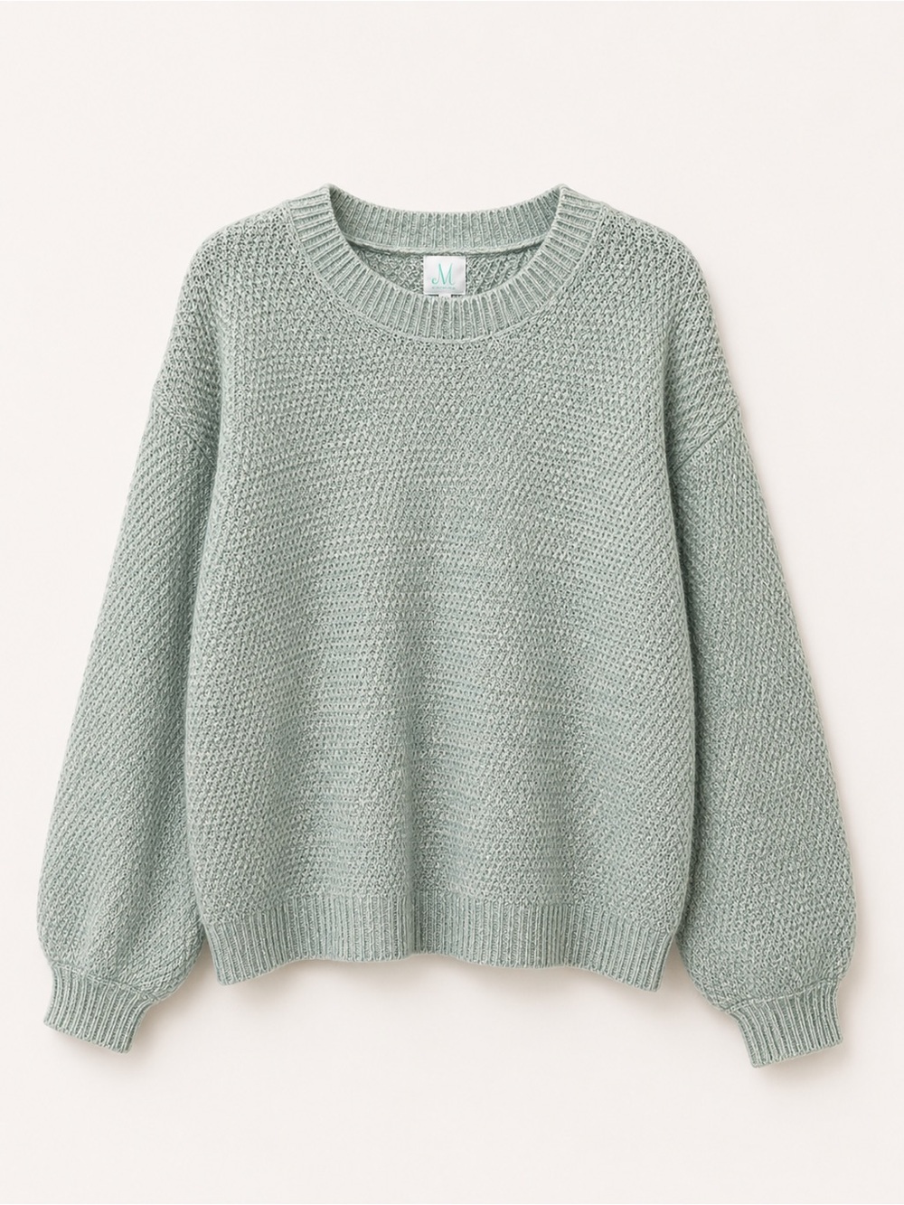 Light Blue/Mint Women's Knit Crewneck Sweater - Size Medium NWOT